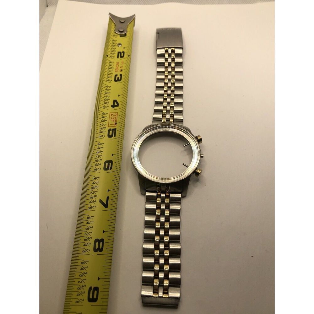 Fossil Watch Parts Band Case No Crystal Stainless Steel Links 2 Tone 22mmPY153